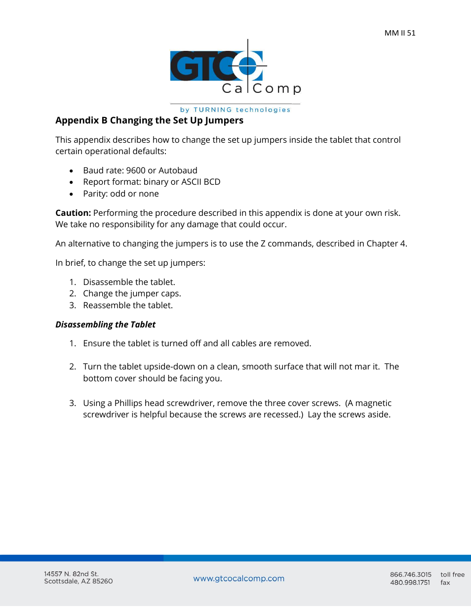 GTCO MM II 1201 - Users Guide User Manual | Page 51 / 61