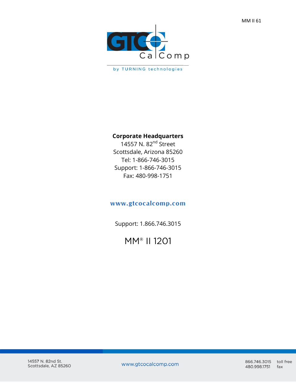 GTCO MM II 1201 - Users Guide User Manual | Page 61 / 61