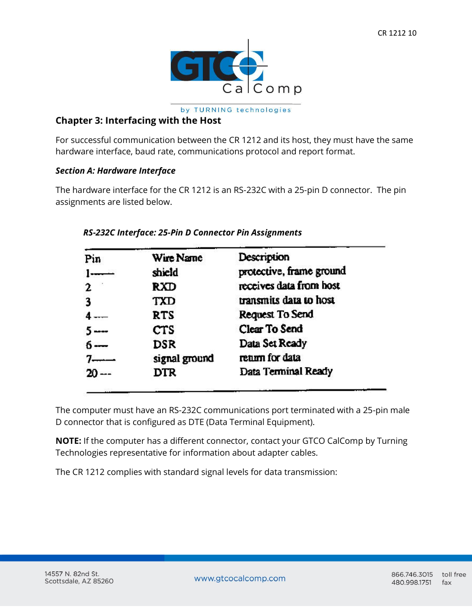 GTCO CR 1212 - Users Guide User Manual | Page 10 / 50