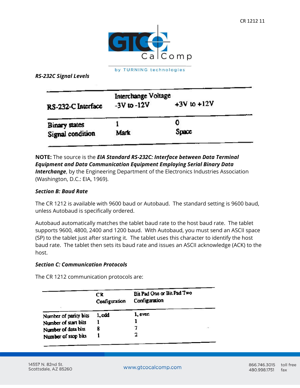 GTCO CR 1212 - Users Guide User Manual | Page 11 / 50