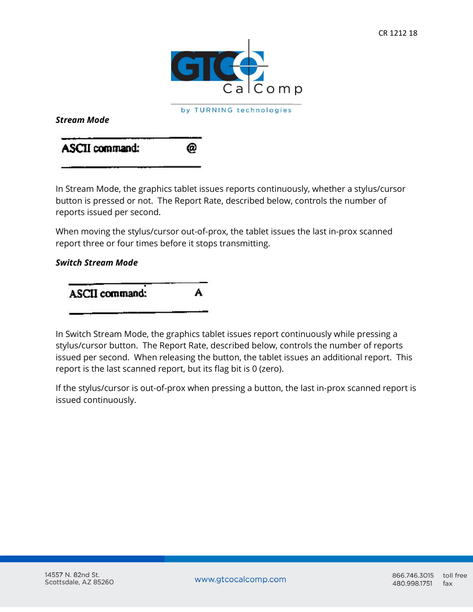 GTCO CR 1212 - Users Guide User Manual | Page 18 / 50