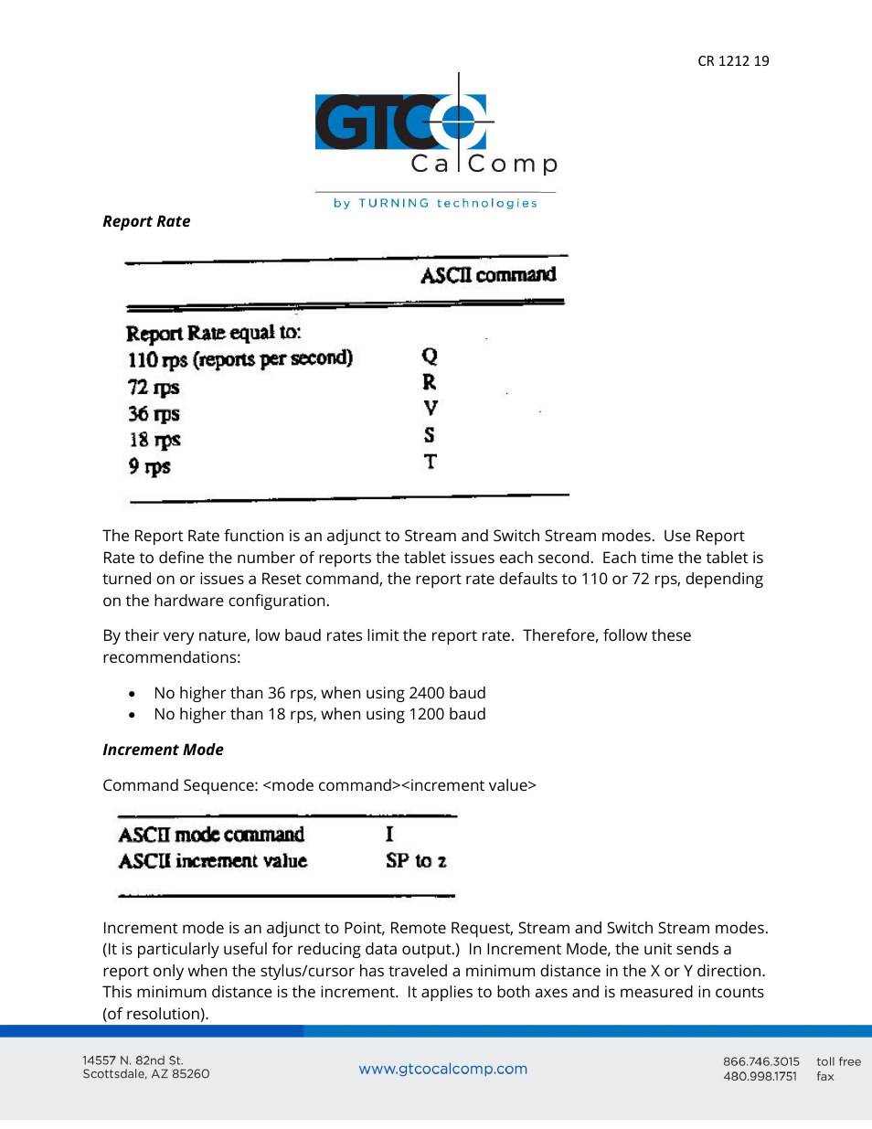 GTCO CR 1212 - Users Guide User Manual | Page 19 / 50