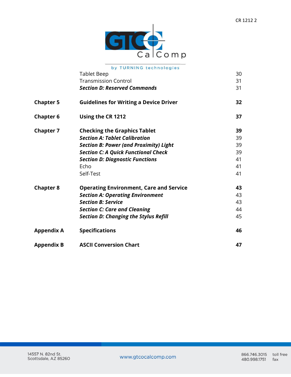 GTCO CR 1212 - Users Guide User Manual | Page 2 / 50