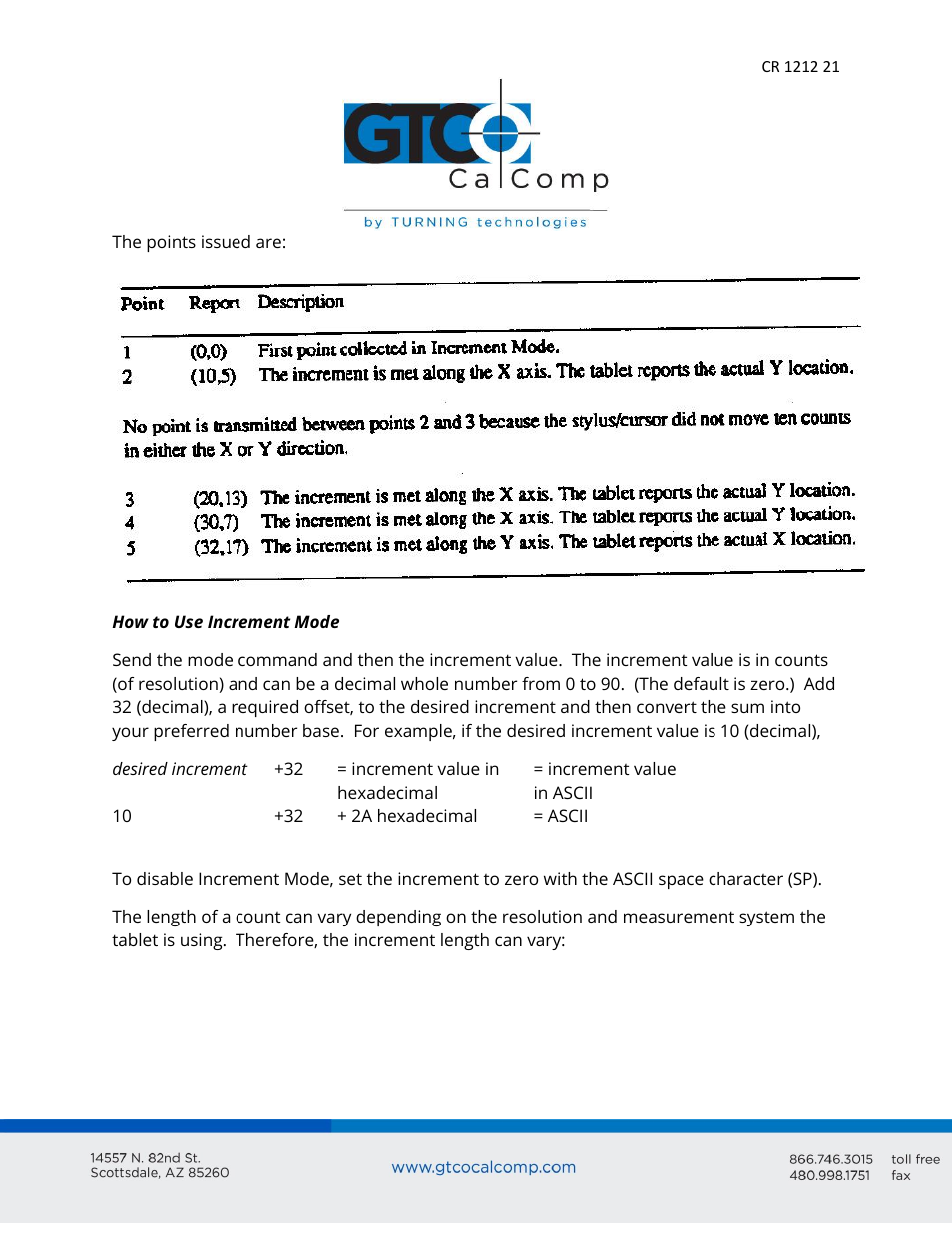 GTCO CR 1212 - Users Guide User Manual | Page 21 / 50