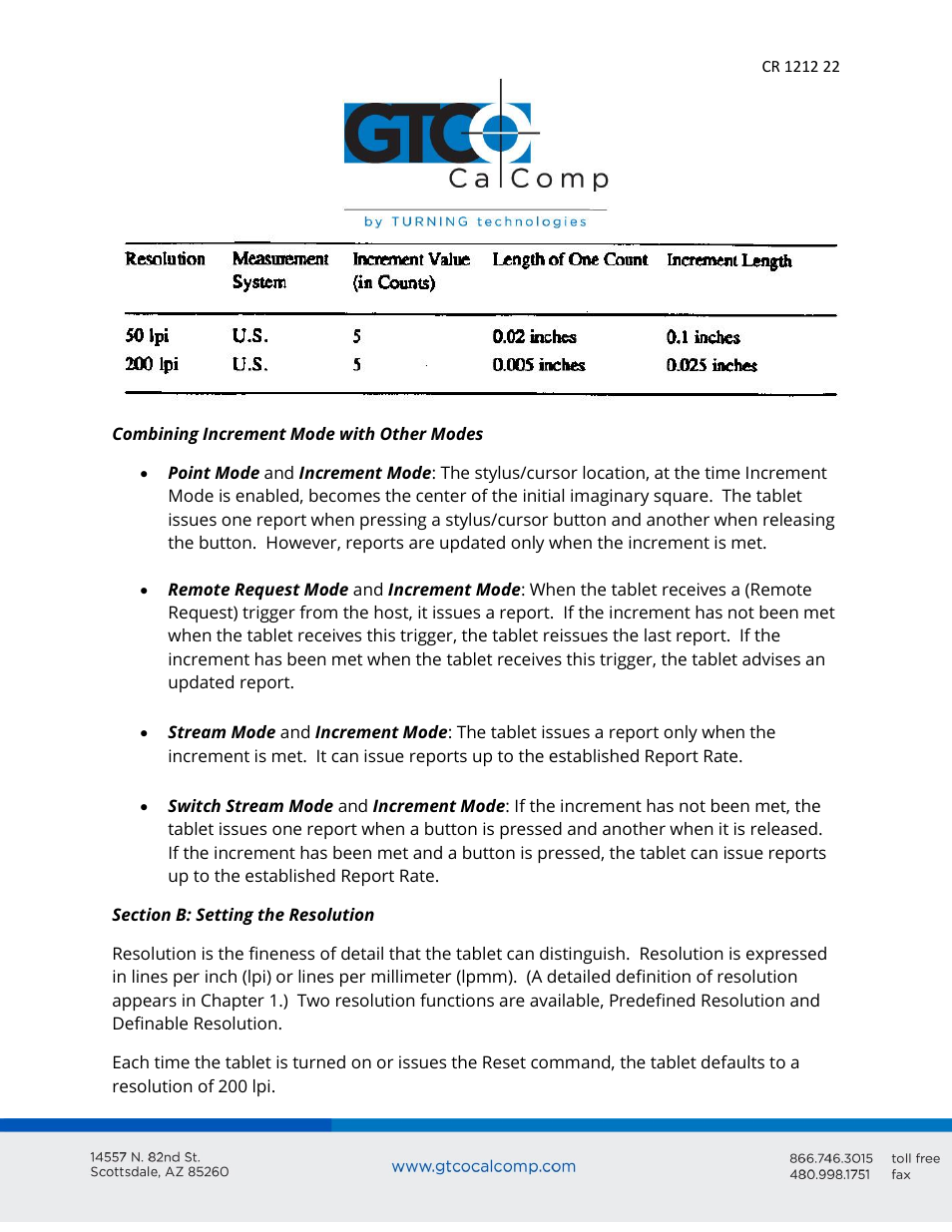 GTCO CR 1212 - Users Guide User Manual | Page 22 / 50