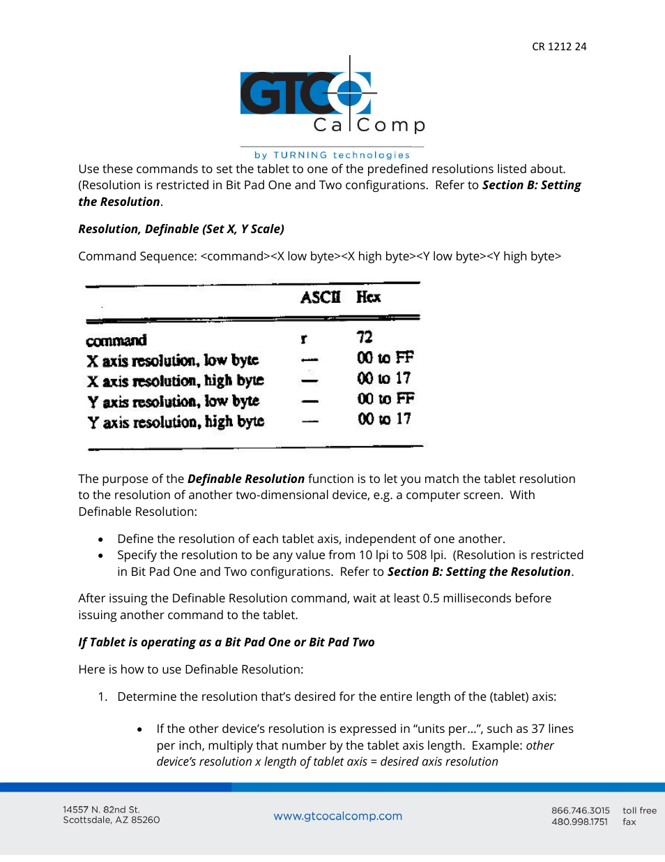 GTCO CR 1212 - Users Guide User Manual | Page 24 / 50