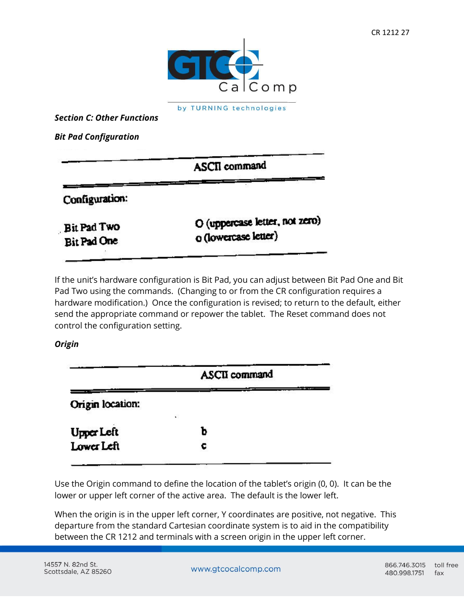 GTCO CR 1212 - Users Guide User Manual | Page 27 / 50