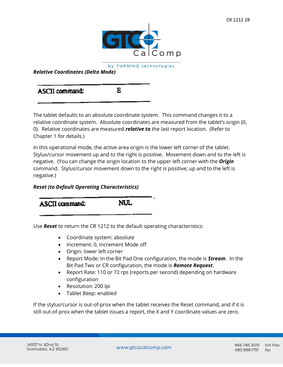 GTCO CR 1212 - Users Guide User Manual | Page 28 / 50