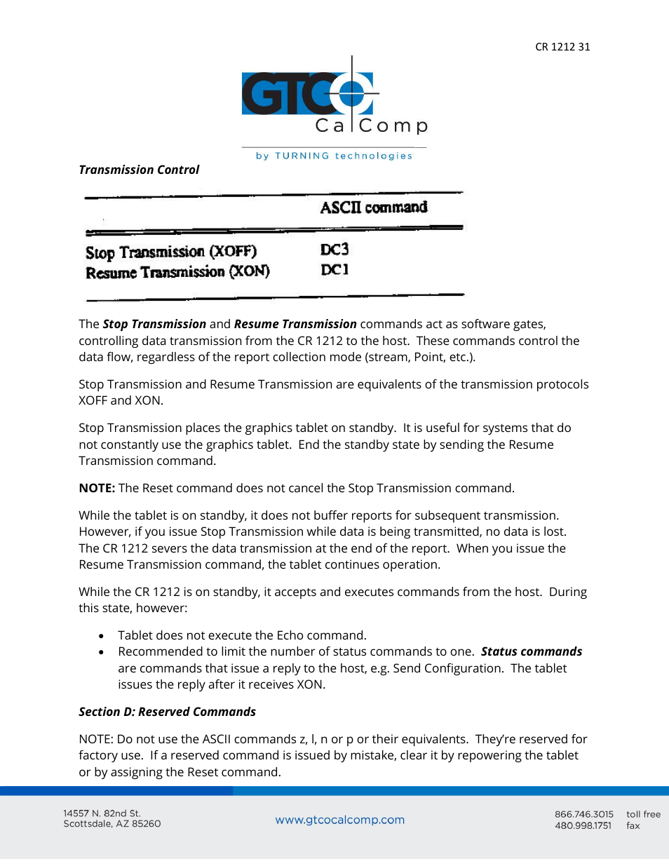 GTCO CR 1212 - Users Guide User Manual | Page 31 / 50