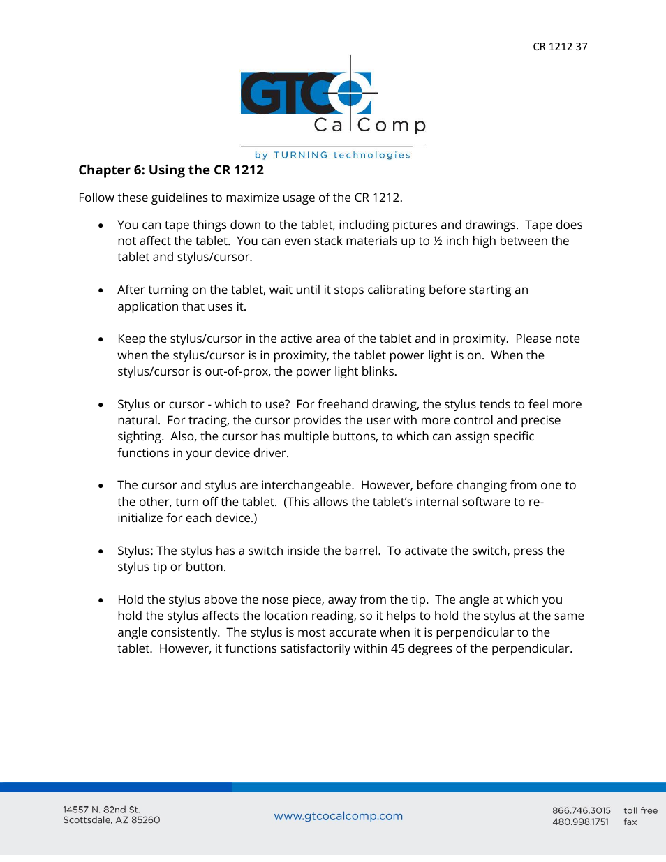 GTCO CR 1212 - Users Guide User Manual | Page 37 / 50