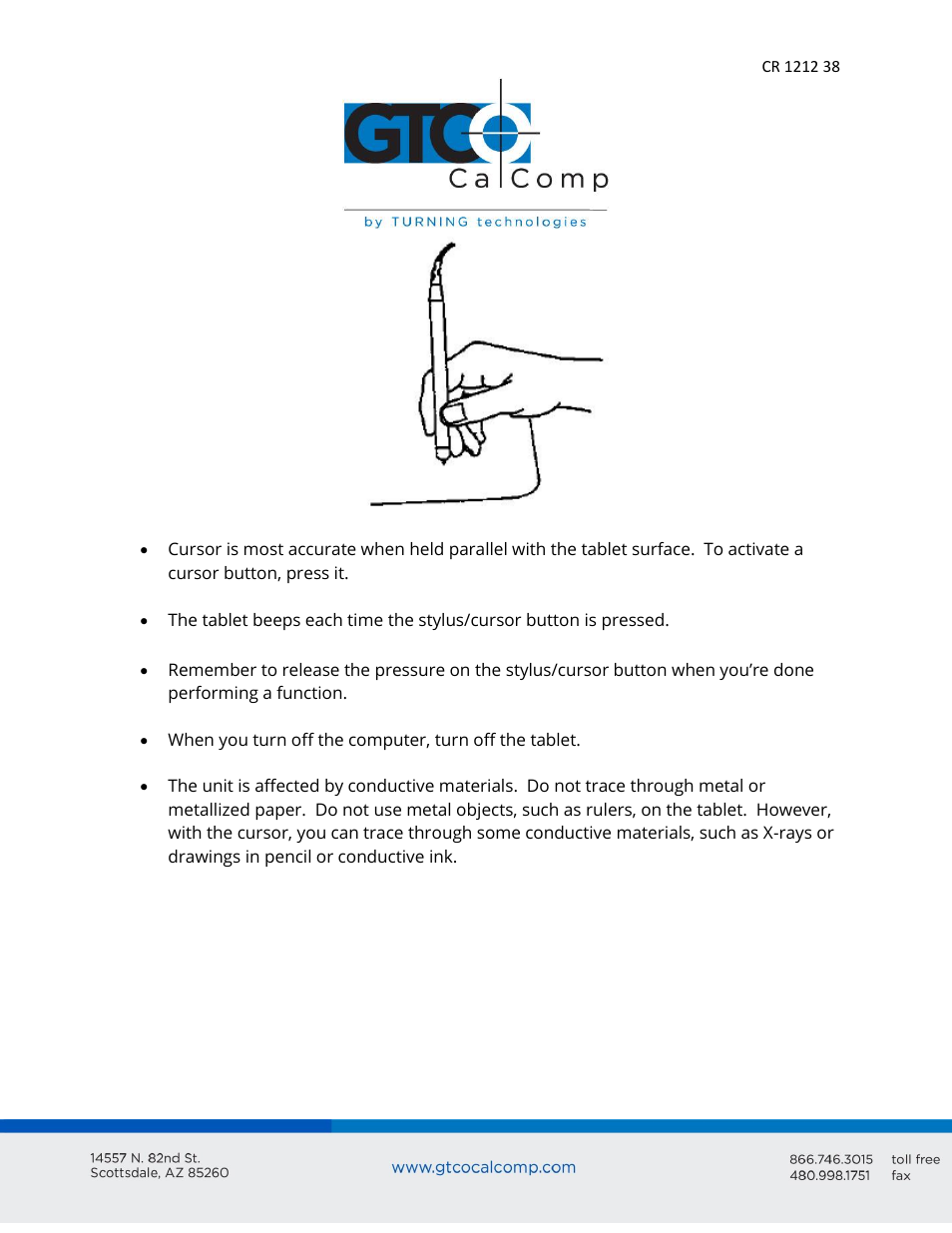 GTCO CR 1212 - Users Guide User Manual | Page 38 / 50