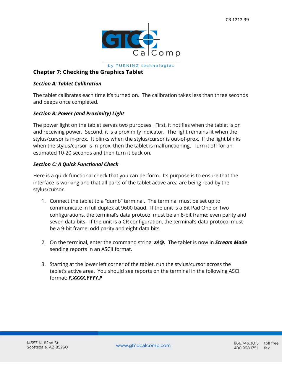 GTCO CR 1212 - Users Guide User Manual | Page 39 / 50