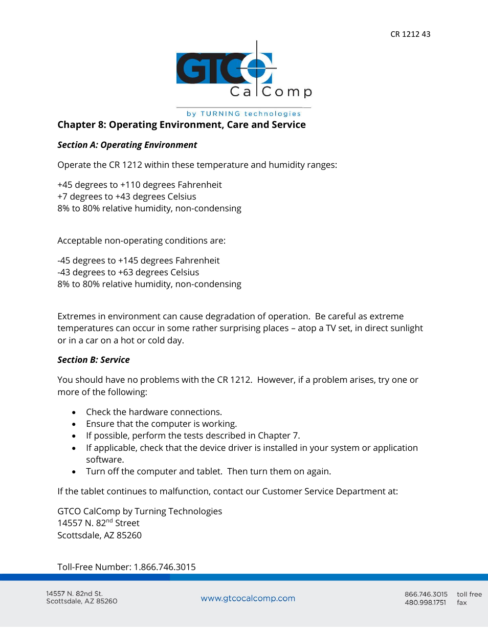 GTCO CR 1212 - Users Guide User Manual | Page 43 / 50