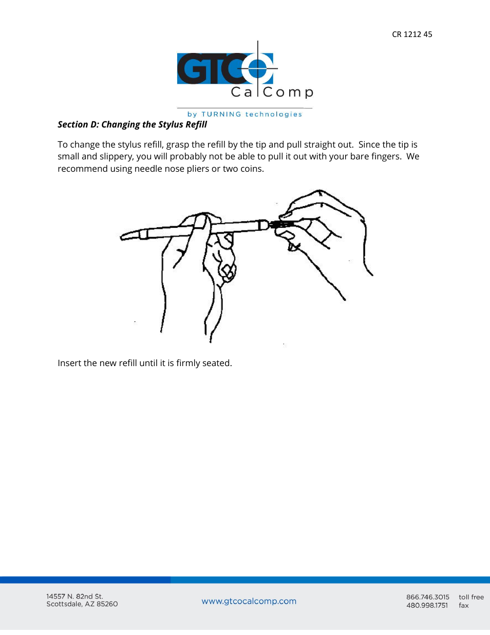 GTCO CR 1212 - Users Guide User Manual | Page 45 / 50
