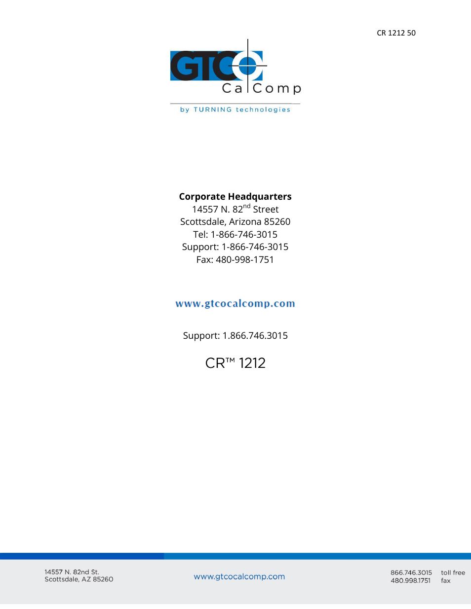 GTCO CR 1212 - Users Guide User Manual | Page 50 / 50