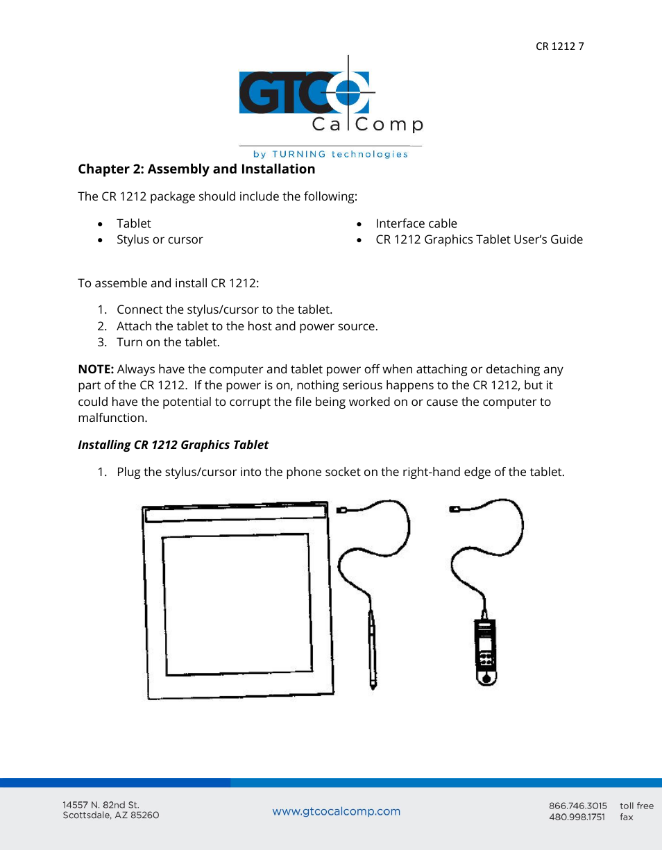 GTCO CR 1212 - Users Guide User Manual | Page 7 / 50
