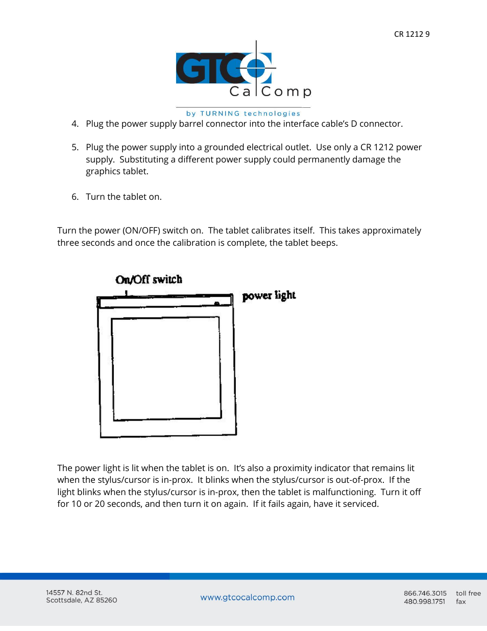 GTCO CR 1212 - Users Guide User Manual | Page 9 / 50