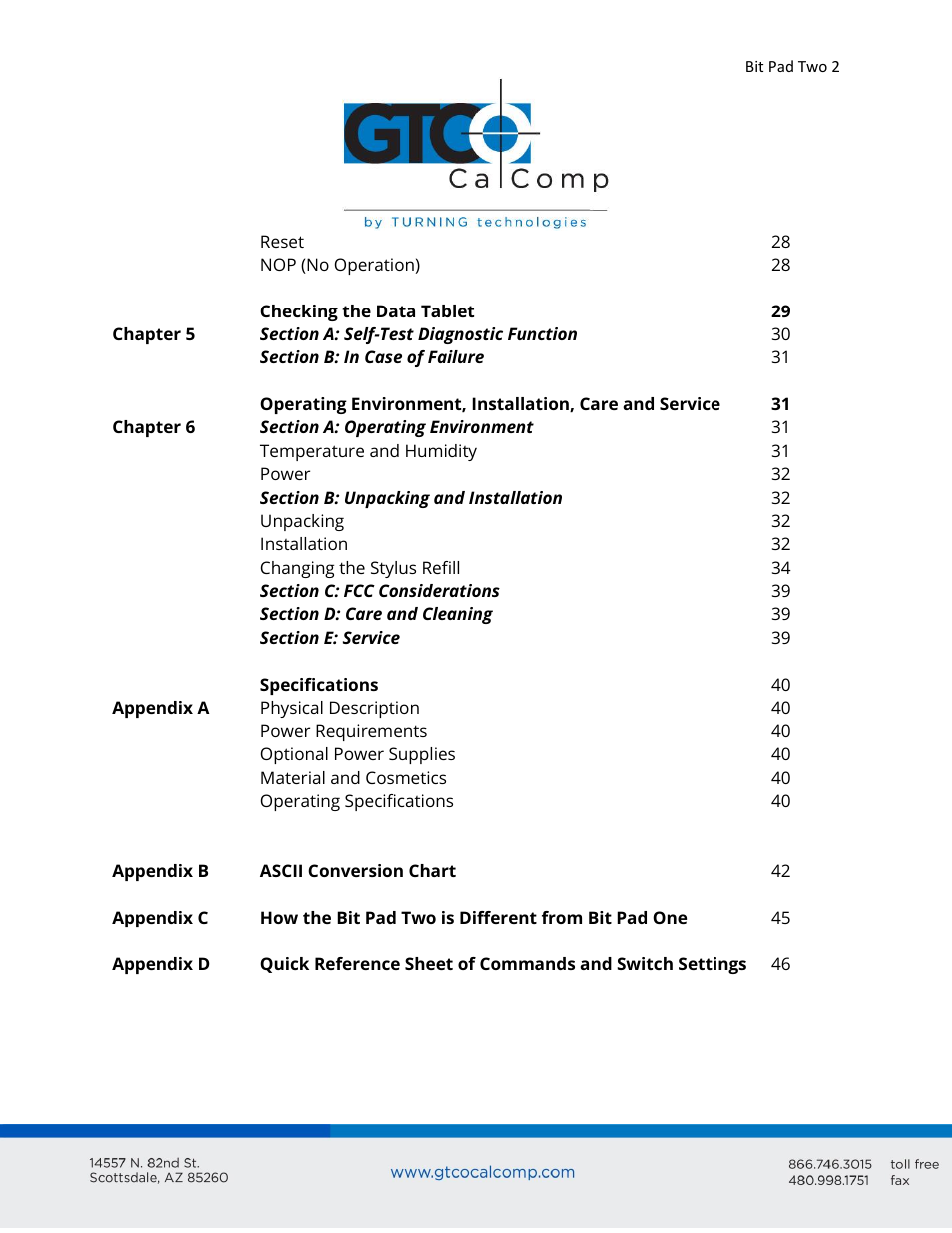 GTCO Bit Pad Two - Users Guide User Manual | Page 2 / 48