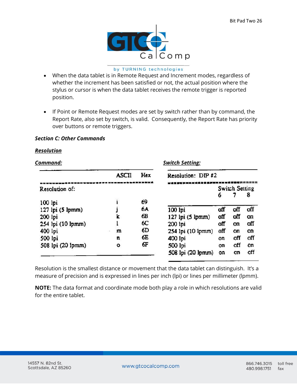 GTCO Bit Pad Two - Users Guide User Manual | Page 26 / 48