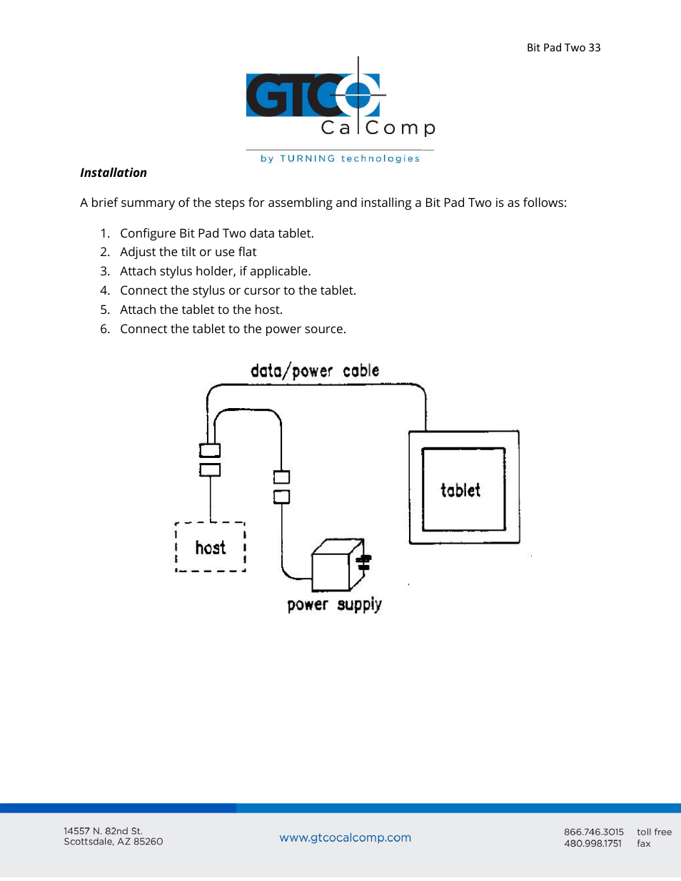 GTCO Bit Pad Two - Users Guide User Manual | Page 33 / 48