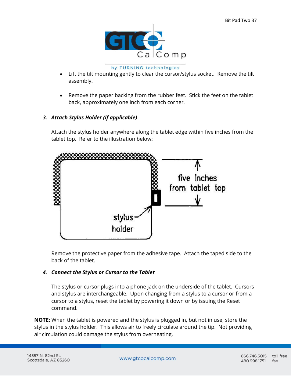 GTCO Bit Pad Two - Users Guide User Manual | Page 37 / 48