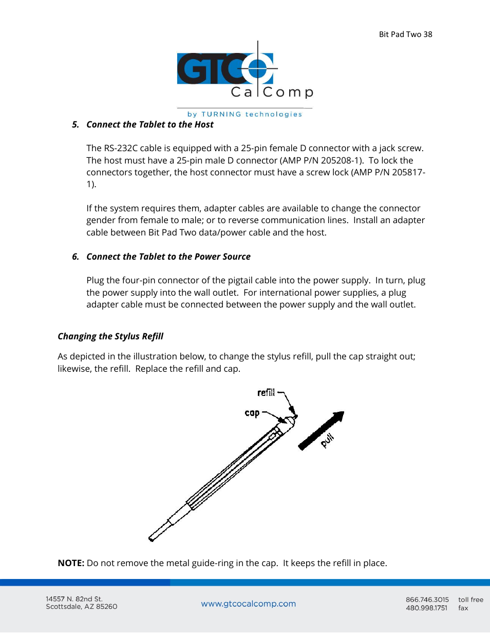 GTCO Bit Pad Two - Users Guide User Manual | Page 38 / 48