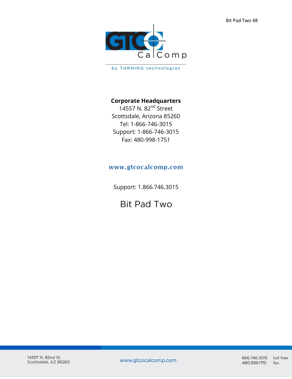 GTCO Bit Pad Two - Users Guide User Manual | Page 48 / 48