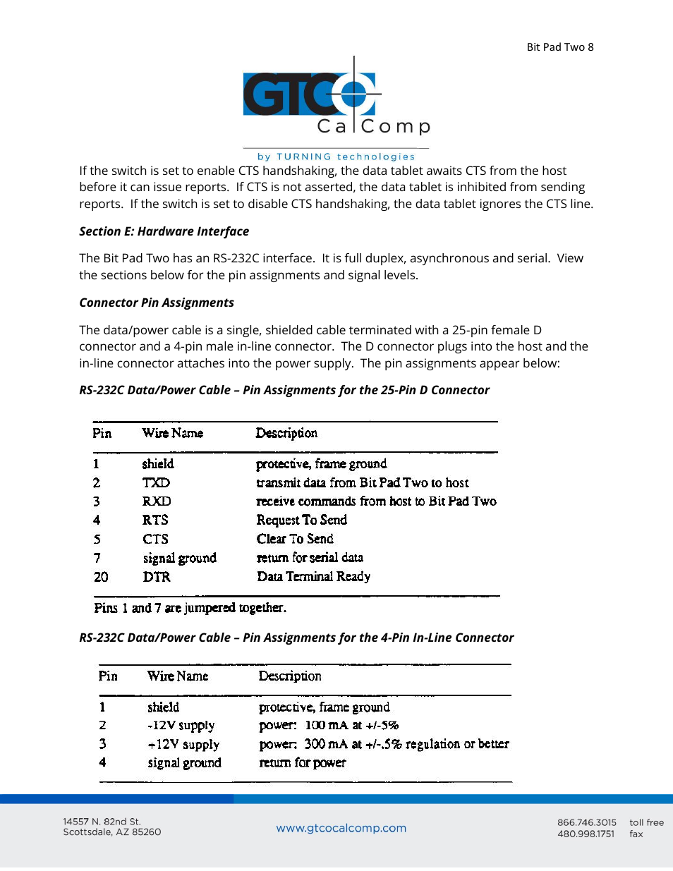 GTCO Bit Pad Two - Users Guide User Manual | Page 8 / 48