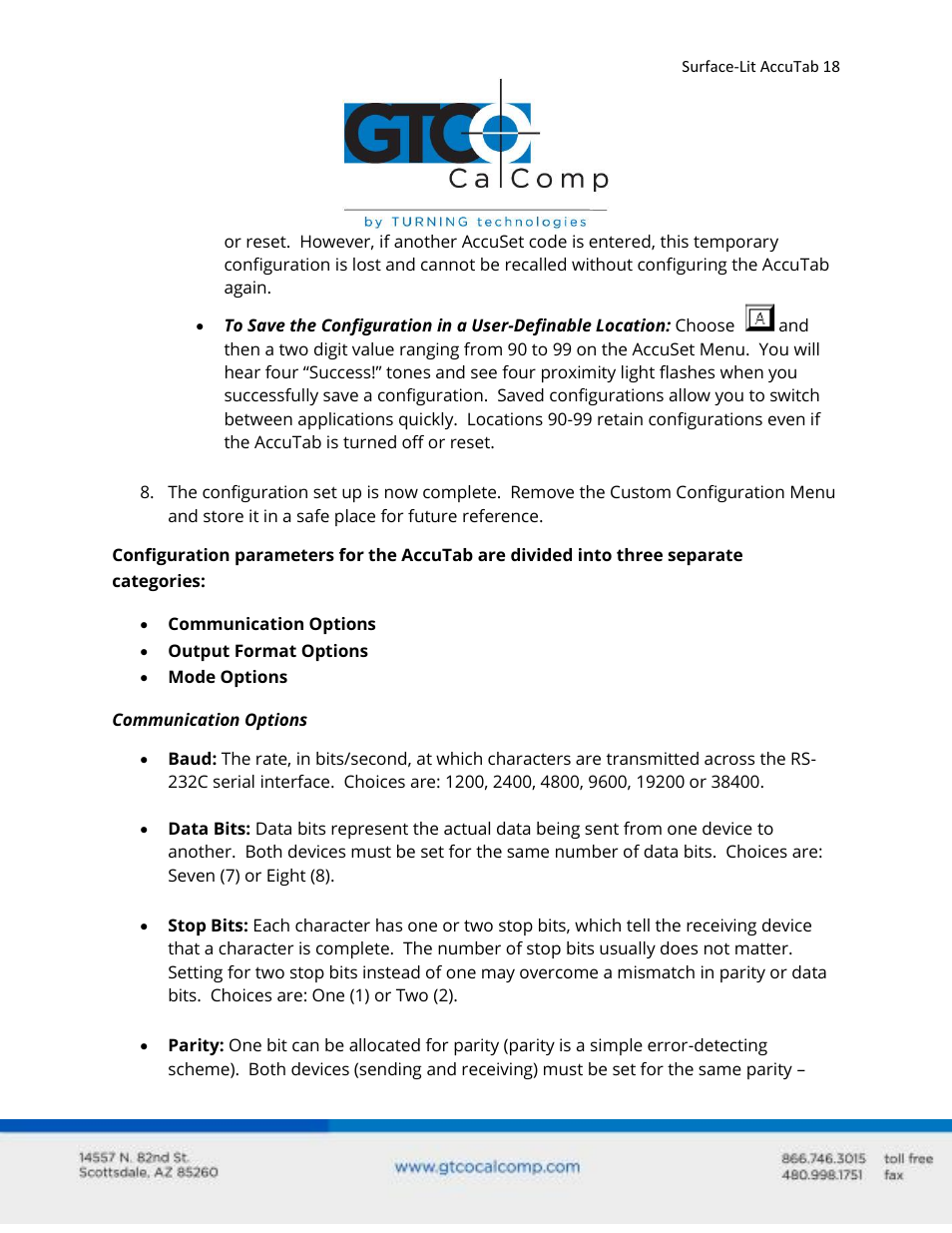 GTCO Surface-Lit AccuTab - Users Guide User Manual | Page 18 / 70