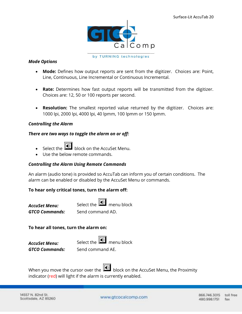 GTCO Surface-Lit AccuTab - Users Guide User Manual | Page 20 / 70