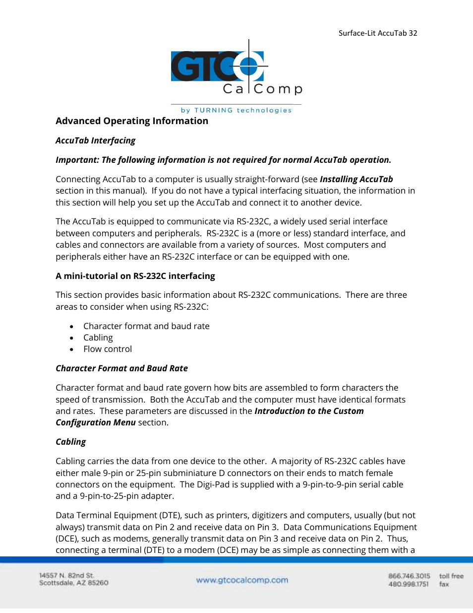 GTCO Surface-Lit AccuTab - Users Guide User Manual | Page 32 / 70