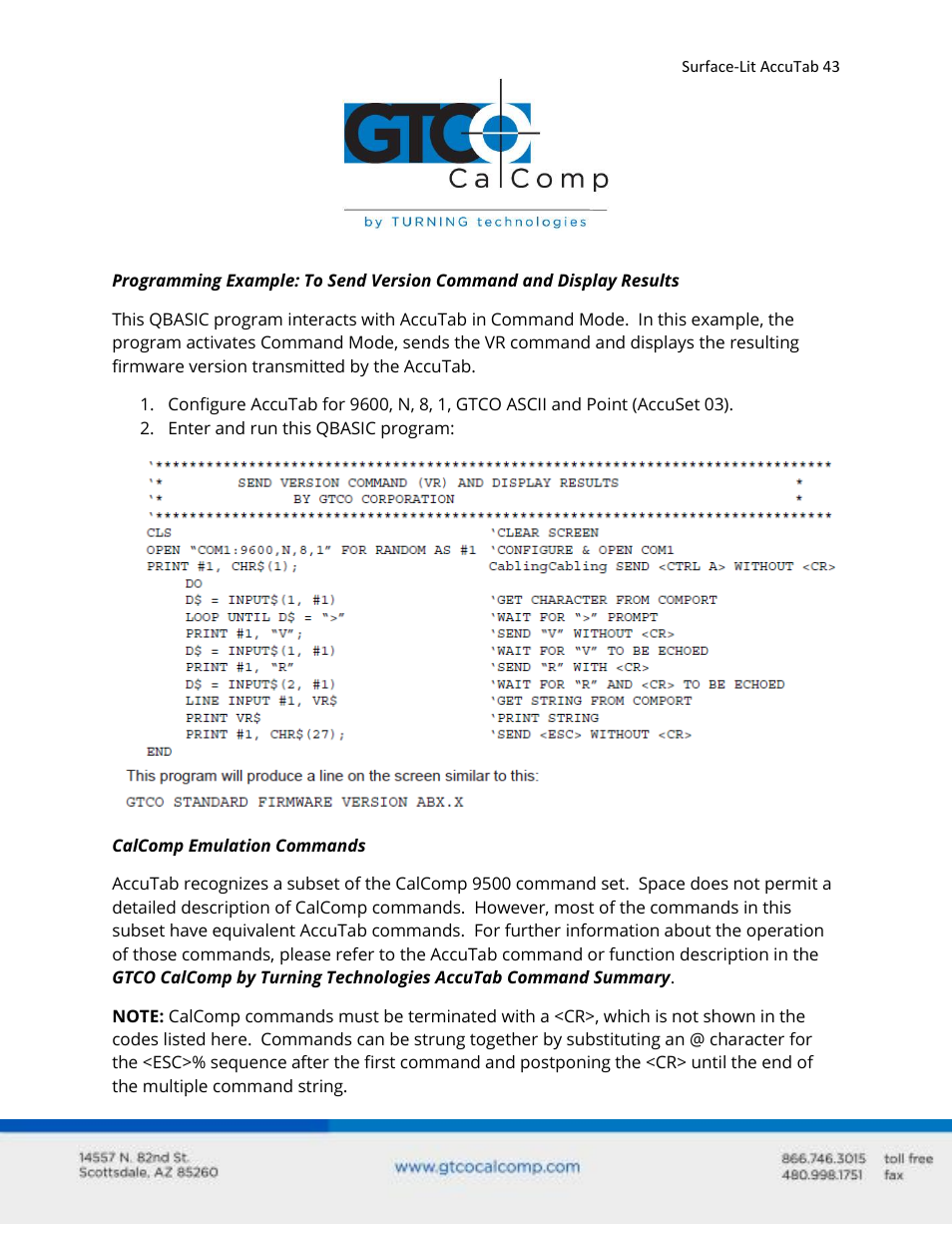 GTCO Surface-Lit AccuTab - Users Guide User Manual | Page 43 / 70