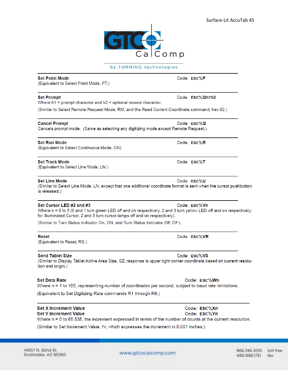 GTCO Surface-Lit AccuTab - Users Guide User Manual | Page 45 / 70