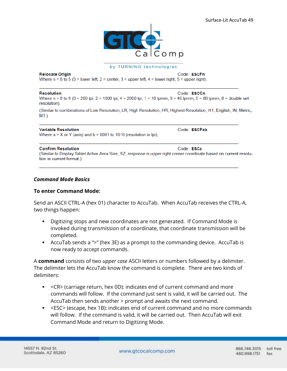 GTCO Surface-Lit AccuTab - Users Guide User Manual | Page 49 / 70