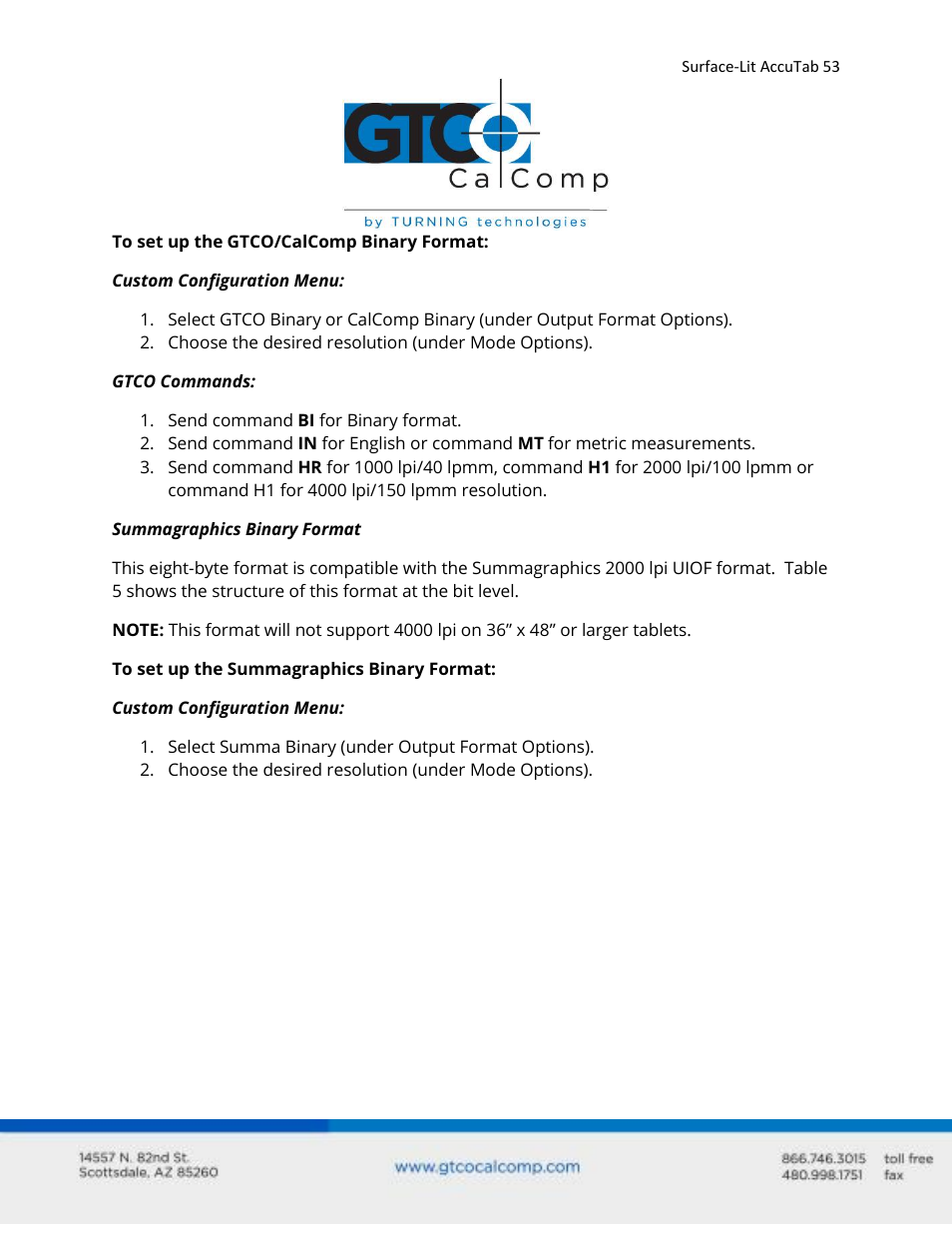 GTCO Surface-Lit AccuTab - Users Guide User Manual | Page 53 / 70