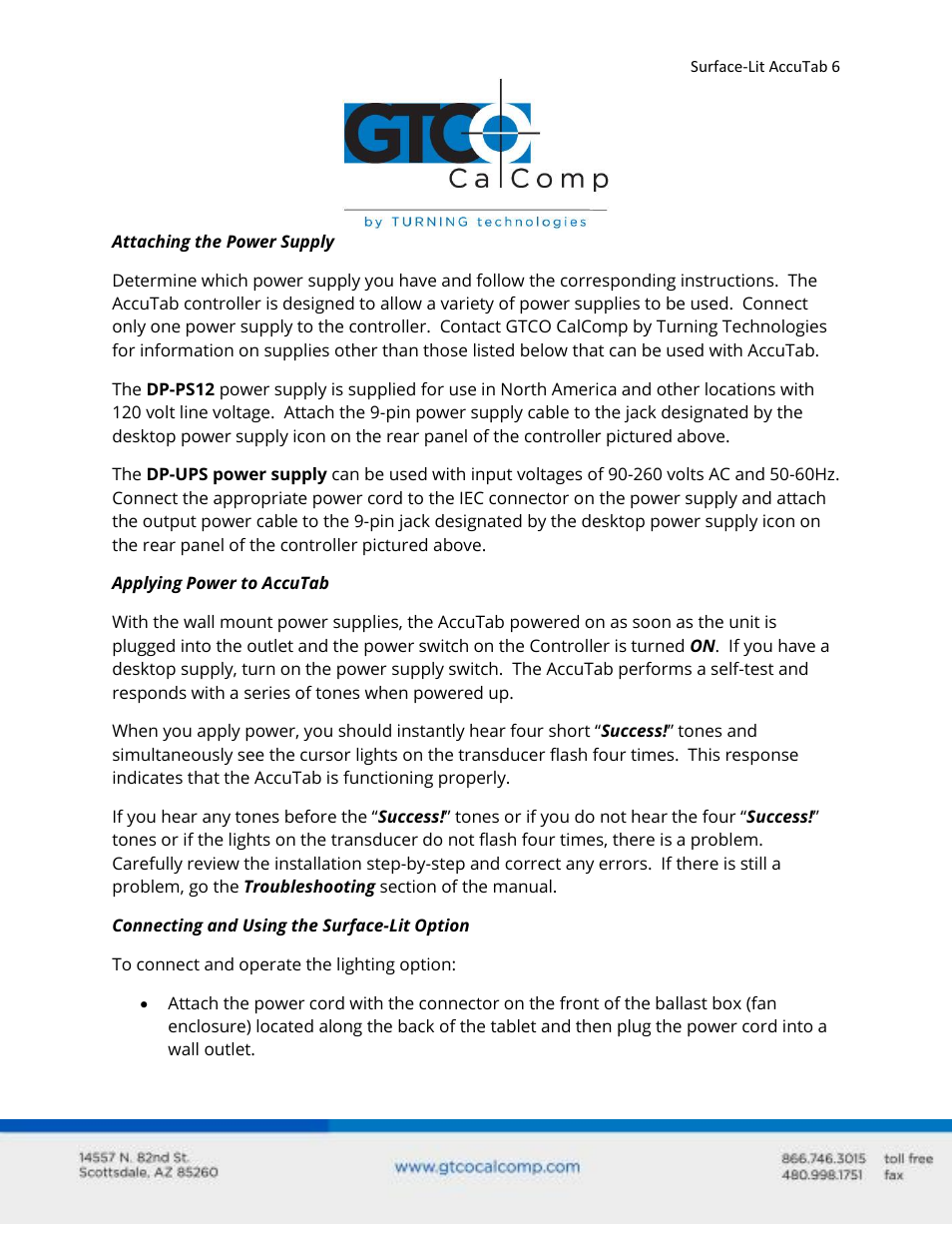 GTCO Surface-Lit AccuTab - Users Guide User Manual | Page 6 / 70