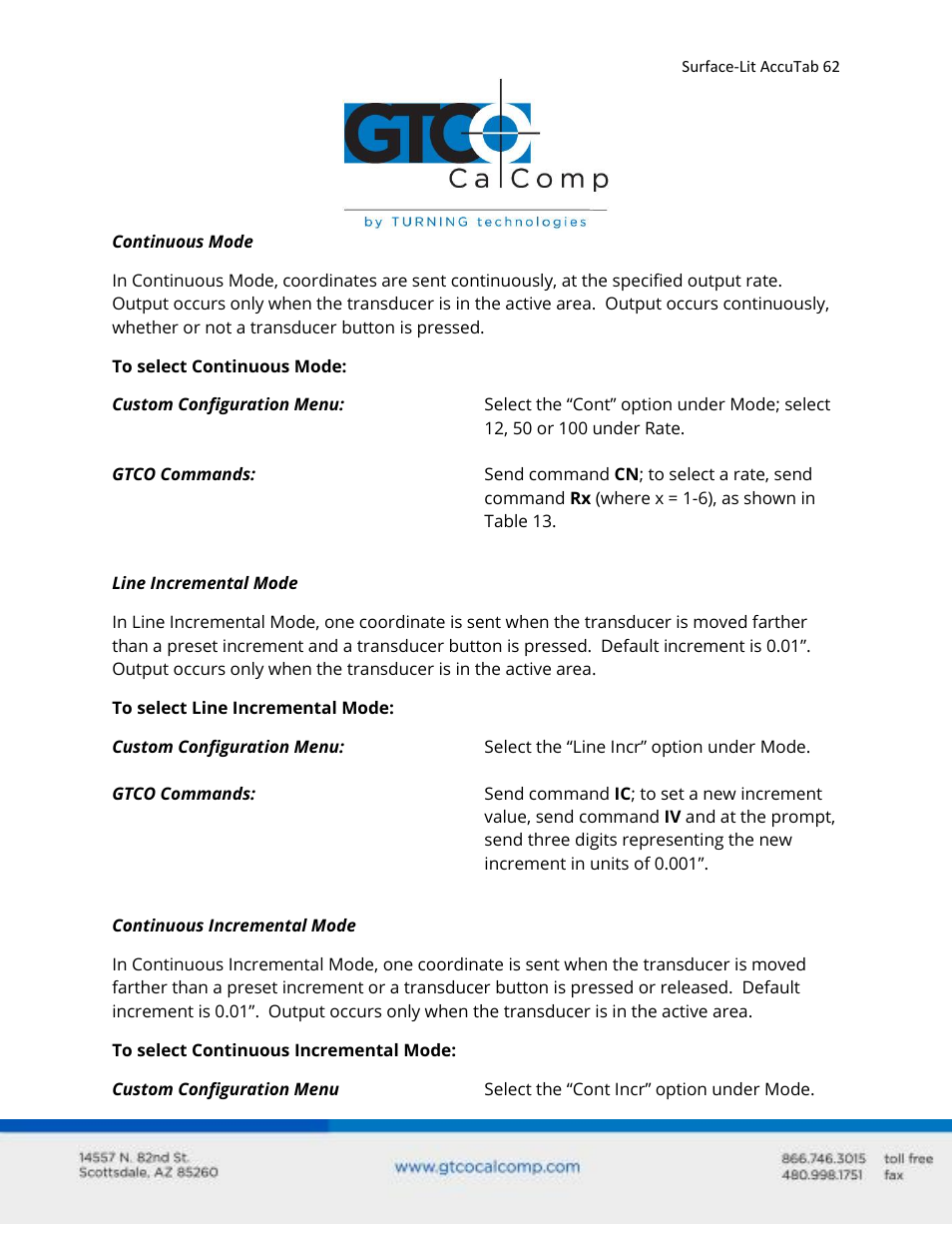 GTCO Surface-Lit AccuTab - Users Guide User Manual | Page 62 / 70