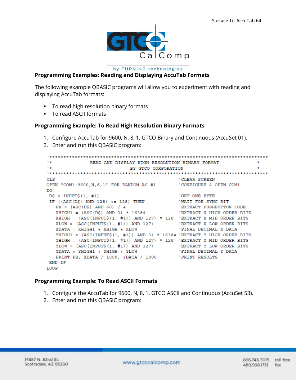 GTCO Surface-Lit AccuTab - Users Guide User Manual | Page 64 / 70