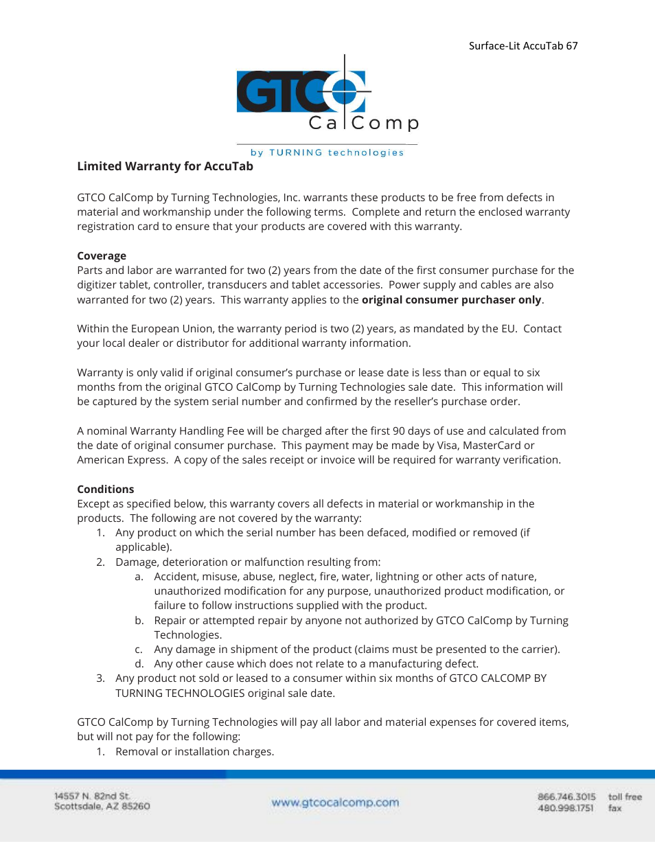 GTCO Surface-Lit AccuTab - Users Guide User Manual | Page 67 / 70