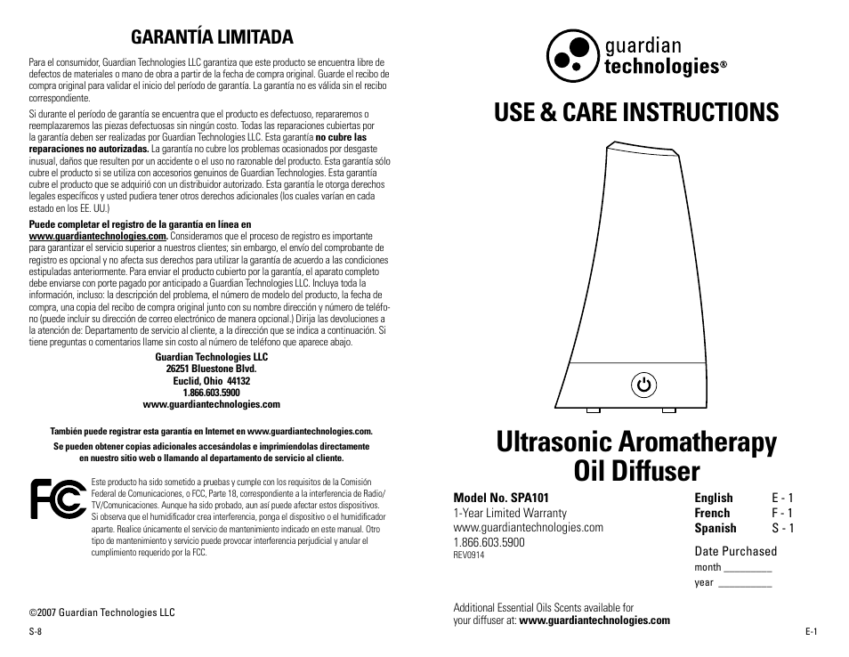 Guardian Technologies SPA101 User Manual | 12 pages