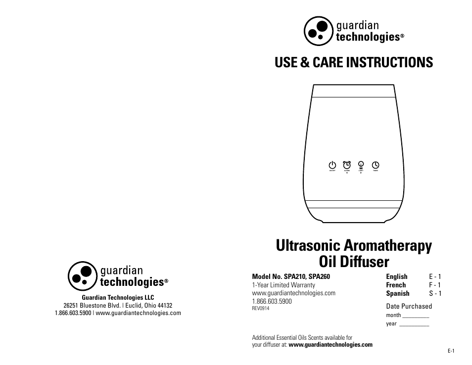 Guardian Technologies SPA260 User Manual | 16 pages