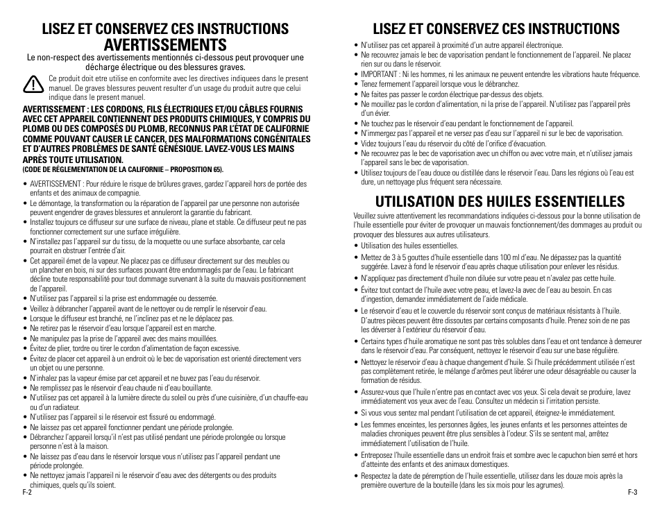 Avertissements, Lisez et conservez ces instructions, Utilisation des huiles essentielles | Guardian Technologies SPA260 User Manual | Page 7 / 16
