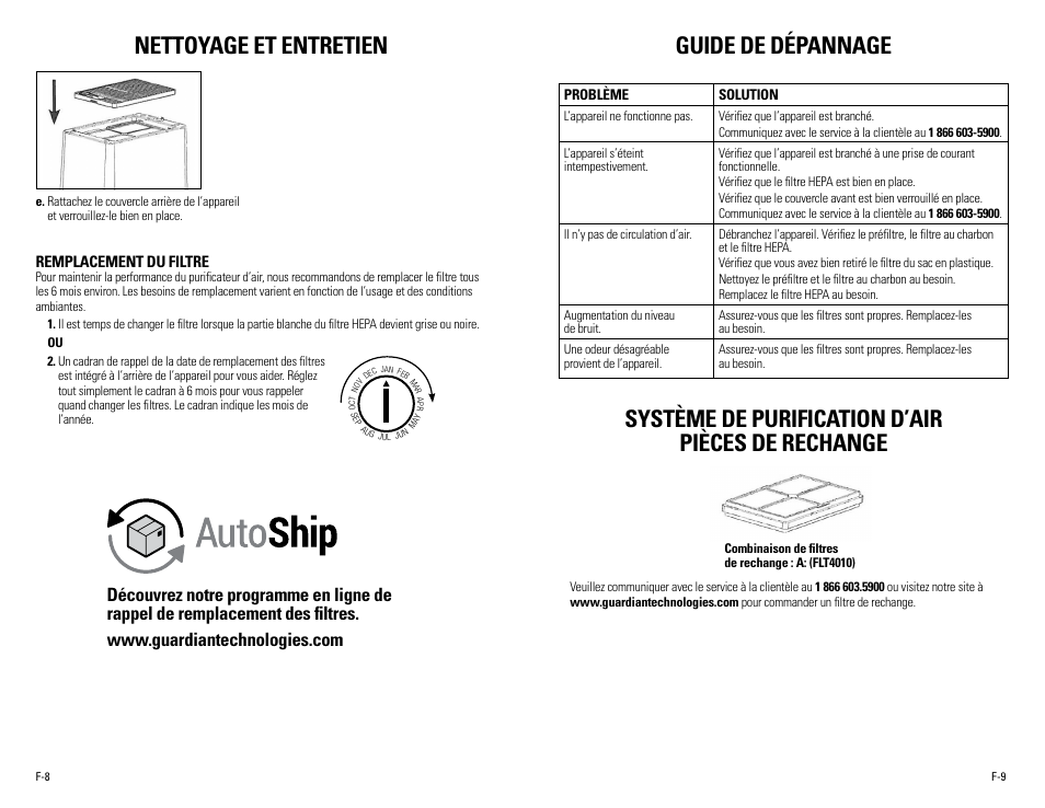 Nettoyage et entretien | Guardian Technologies AC4020 User Manual | Page 10 / 16