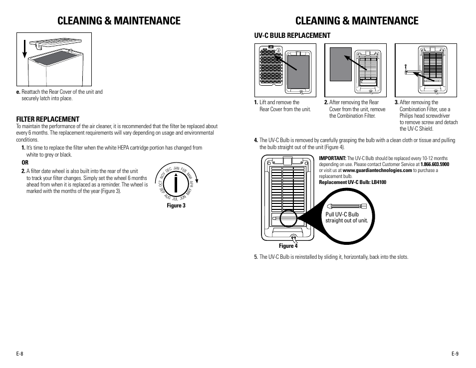 Cleaning & maintenance | Guardian Technologies AC4100 User Manual | Page 5 / 18