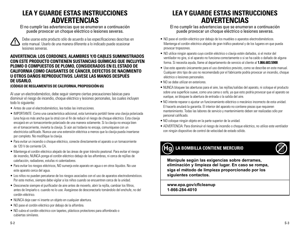 Advertencias, Lea y guarde estas instrucciones | Guardian Technologies AC4220 User Manual | Page 14 / 18