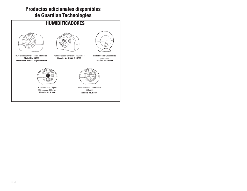 Humidificadores | Guardian Technologies AC4850PT User Manual | Page 20 / 20