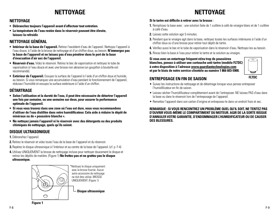 Nettoyage | Guardian Technologies H1510 User Manual | Page 11 / 18