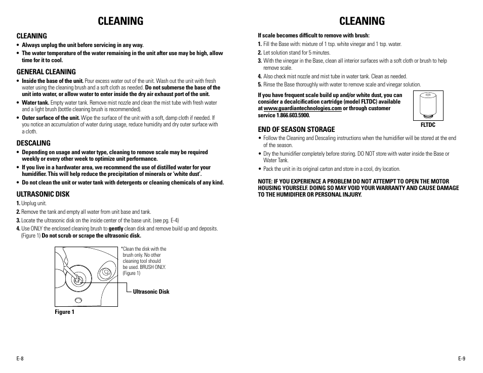 Cleaning | Guardian Technologies H1510 User Manual | Page 5 / 18