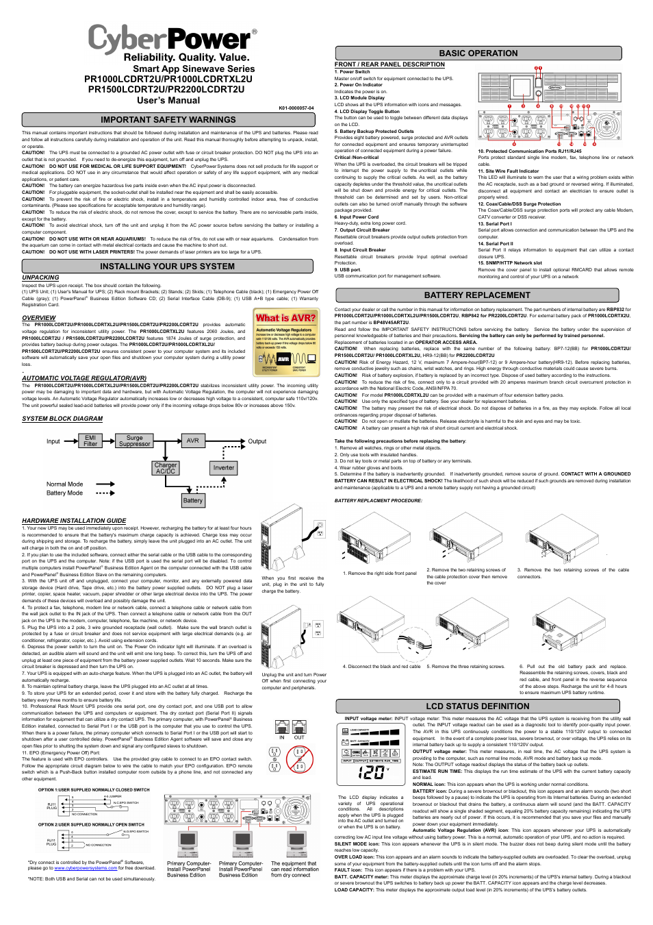 CyberPower Systems K01-0000057-04 User Manual | 2 pages