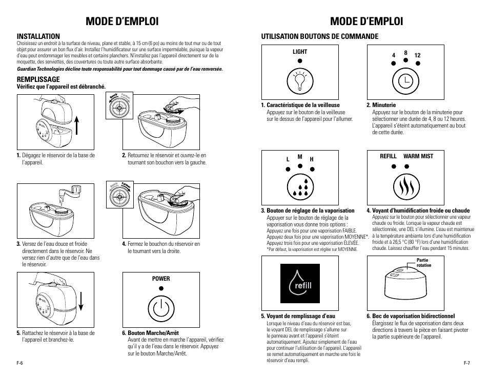Mode d’emploi | Guardian Technologies H4610 User Manual | Page 10 / 18